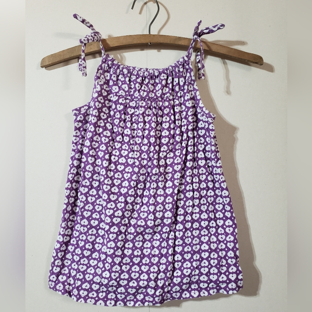 4/$20 Old Navy Girls Purple White Heart Print Swing Tank Top, size Small 6-7